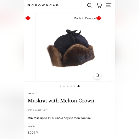 PAUL LEINBURD by CROWNCAP |  muskrat fur & wool blend trapper winter hat - Picture 13 of 13